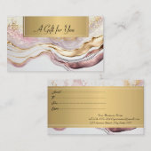 Carte De Réduction Élégant Confetti professionnel en marbre rose or (Devant / Derrière)