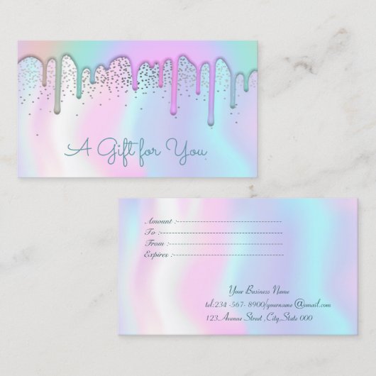 Carte De Réduction Elégant Confetti Rainbow Drivers Holographique (Devant / Derrière)