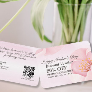 Carte De Réduction Élégant floral rose pour la fête des mères