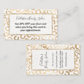 Carte De Réduction Elegant Gold White Leopard Cheetah Animal Print (Devant / Derrière)