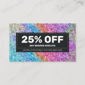 Carte De Réduction Elégant Holographe Parties scintillant Étincelant (Devant)