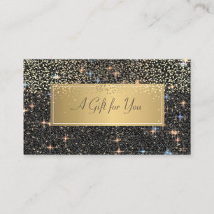 Carte De Réduction Élégant Luxe Moderne Paillettes Noires, Confettis