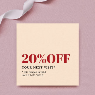 Carte De Réduction Elégant minimaliste Pastel Beige Red Salon Shop