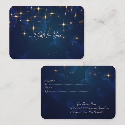 Carte De Réduction Elégant moderne étoiles bleu marine (Devant / Derrière)