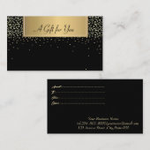 Carte De Réduction Élégant moderne, Gold Confetti Noir (Devant / Derrière)