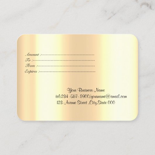 Carte De Réduction Elégant moderne Gold Drives Or (Dos)