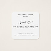 Carte de réduction Elegant Noir Blanc Monogramme m (Dos)