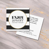 Carte De Réduction Elégant noir blanc rayures Golden Circle Salon