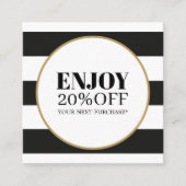 Carte De Réduction Elégant noir blanc rayures Golden Circle Salon (Devant)