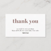 Carte De Réduction Elégant noir noir blanc Merci (Devant)