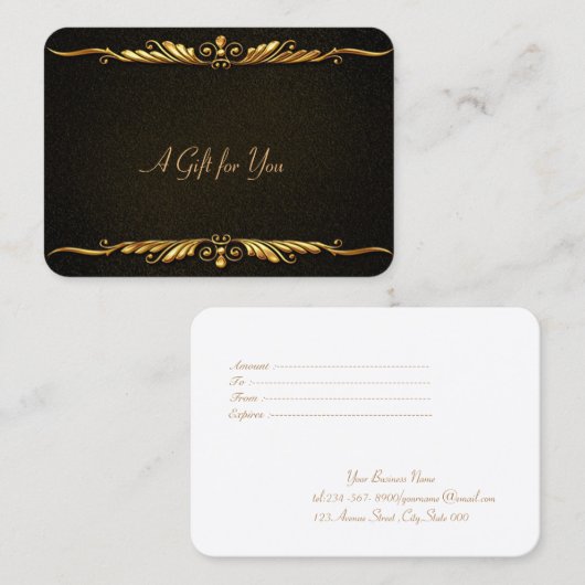Carte De Réduction Elégant Or élégant, Noir (Devant / Derrière)