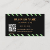 Carte De Réduction Elegant Pink Floral Stripes QR Code Discount Card (Dos)