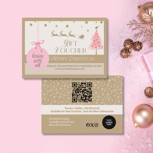 Carte De Réduction Élégant Pink Gold Joyeux Noël