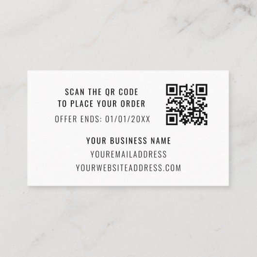Carte De Réduction Élégant QR Code Business Promo Loyauté rose blanc (Dos)