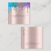 Carte De Réduction Elégant Rose Gold, Rainbow Parties scintillant Dri (Devant / Derrière)