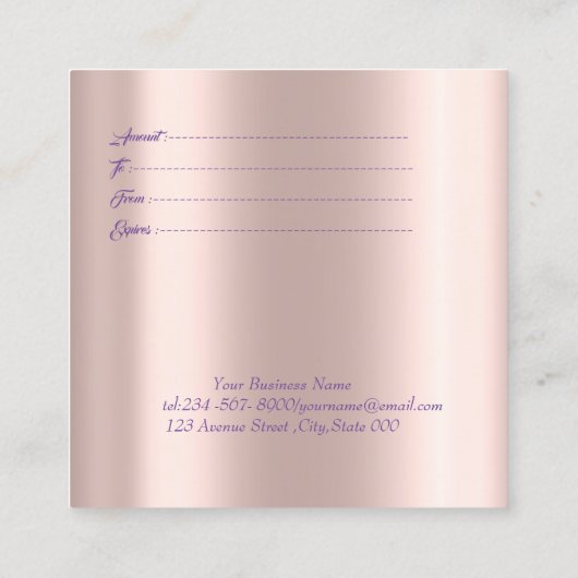 Carte De Réduction Elégant Rose Gold, Rainbow Parties scintillant Dri (Dos)
