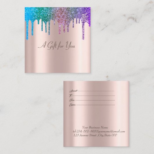 Carte De Réduction Elégant Rose moderne or, Rainbow Parties scintilla (Devant / Derrière)