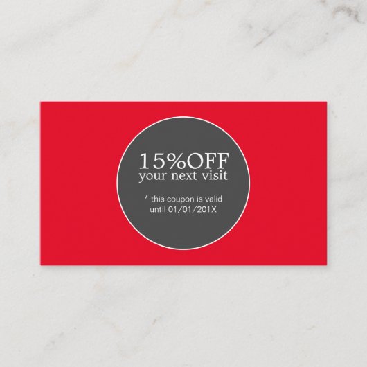 Carte De Réduction Elégant Simple Red Grey Beauté (Devant)
