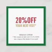 Carte De Réduction Elégant Simple Rouge Blanc Vert BeautéSalon Vacanc (Devant)