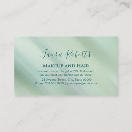 Carte De Réduction Elégante aquarelle Turquoise (Dos)