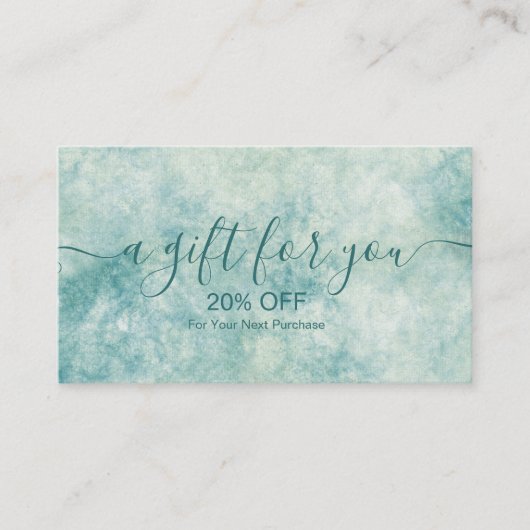 Carte De Réduction Elégante aquarelle Turquoise (Devant)