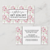 Carte De Réduction Elégante Fleurs rose Sage Vert Aquarelle Florale (Devant / Derrière)