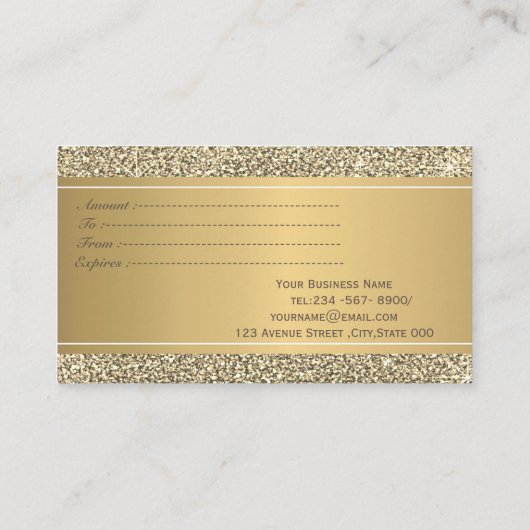 Carte De Réduction Elégante Parties scintillant moderne de luxe Or (Dos)