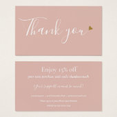 Carte de réduction élégante rose Merci pour vos ac (Devant & derrière)