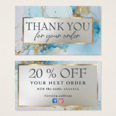 carte de réduction en marbre bleu (Devant & derrière)