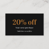 Carte De Réduction Entreprise de code qr or noir (Devant)