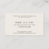 Carte De Réduction EVERLY Art Deco Ivory Black Business Thank You (Dos)