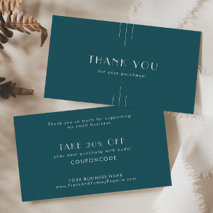Carte De Réduction EVERLY Art Déco Paon Turquoise Remerciement Entrep