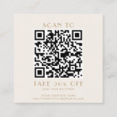 Carte De Réduction EVERLY Cream and Gold Business QR Code Thank You (Dos)