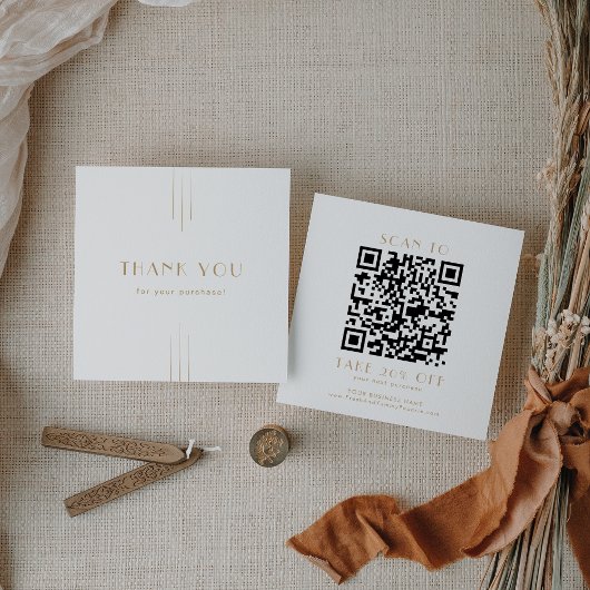 Carte De Réduction EVERLY Gold Art Deco Code QR de l'entreprise Merci