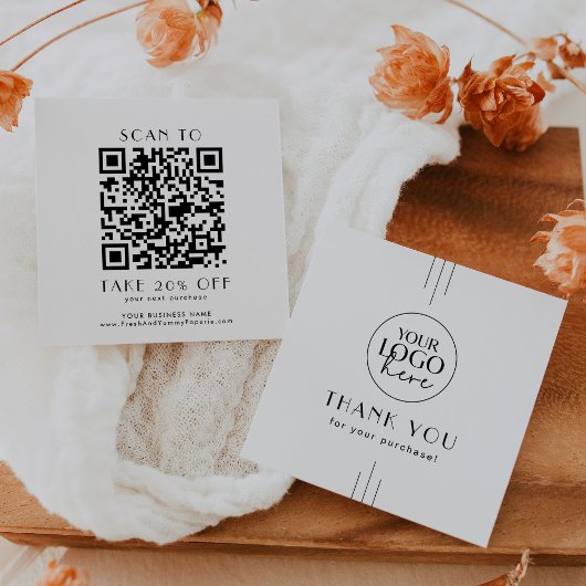 Carte De Réduction EVERLY Logo d'entreprise Art Déco Code QR Merci