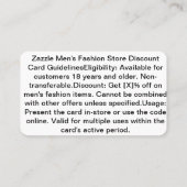 Carte de réduction exclusive pour magasin de mode  (Dos)