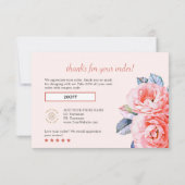 Carte de réduction féminine Merci Watercolor Flowe (Dos)