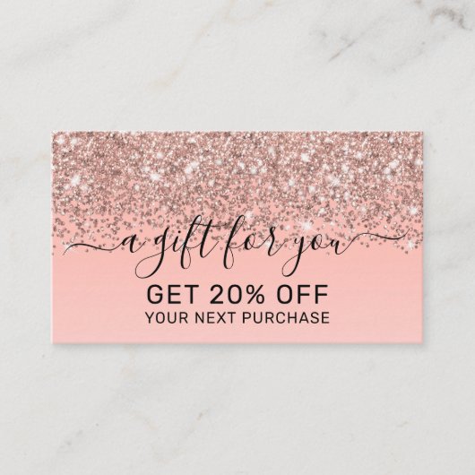 Carte De Réduction Fille Rose Gold Confetti Pink Gradient Ombre (Devant)