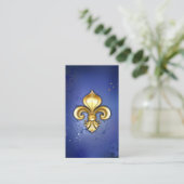Carte De Réduction Fleur de lis dorée sur fond bleu (Debout devant)