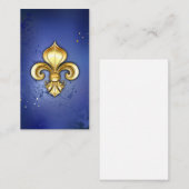 Carte De Réduction Fleur de lis dorée sur fond bleu (Devant / Derrière)