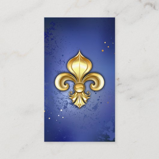 Carte De Réduction Fleur de lis dorée sur fond bleu (Devant)
