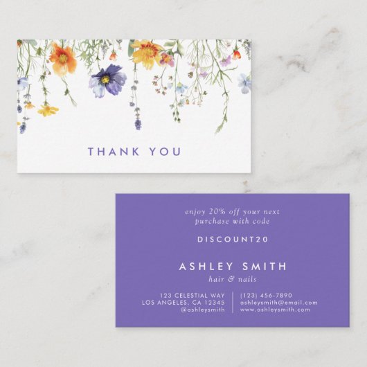 Carte De Réduction Fleur sauvage (Devant / Derrière)