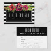 Carte De Réduction Fleurs et certificat-prime de vacances de rayures (Devant / Derrière)