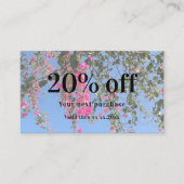 Carte De Réduction Floral personnalisé photo qr code entreprise (Devant)