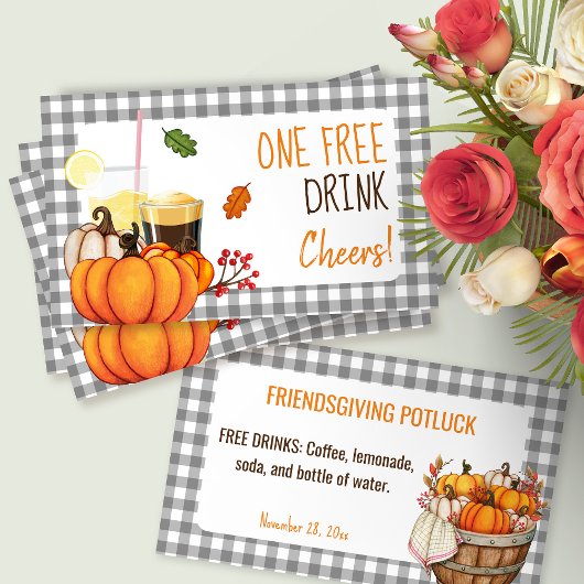 Carte De Réduction Friendsgiving Potluck Free Drink Card