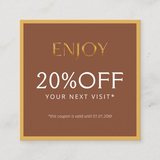 Carte De Réduction Glamorous Gold & Brown Lash Tech (Devant)