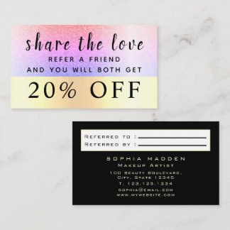 Carte De Réduction Glamour Girly Ombre Gold Parties scintillant tenda