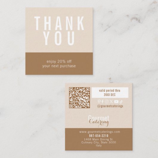 Carte De Réduction Gourmet Catering Square (Devant / Derrière)