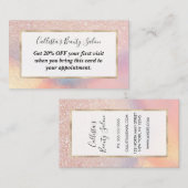 Carte De Réduction Gradient holographique de Rose Gold Glitter Irides (Devant / Derrière)