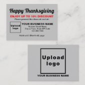 Carte de réduction Gray de Thanksgiving Business (Devant / Derrière)